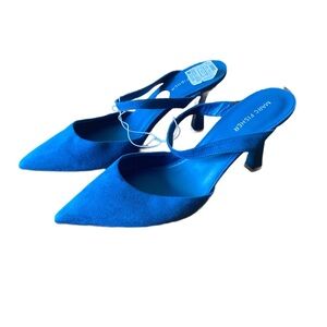 Marc Fisher Blue Kitten Heel Mules